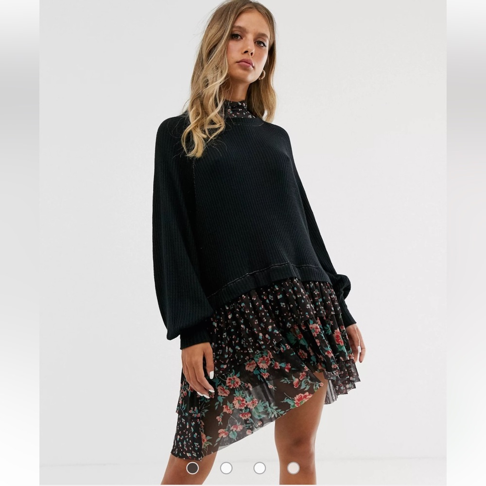 Free People Black Floral Mini Dress